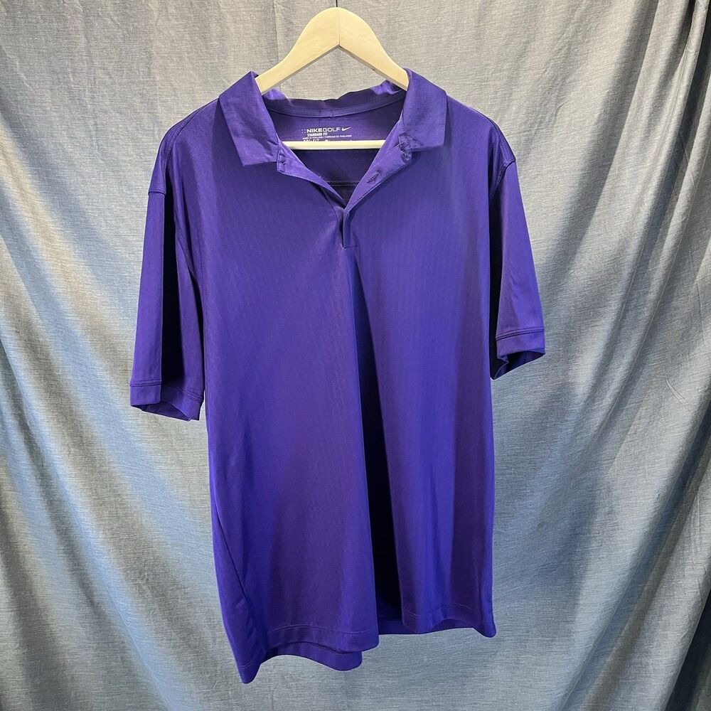 Nike Golf Dri-Fit Short Sleeve Polo Shirt Mens Large Purple Golf Polo Casual